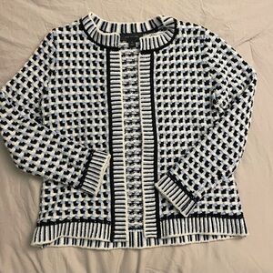 Ann Taylor Cozy Knitted Blue and Black Cardigan